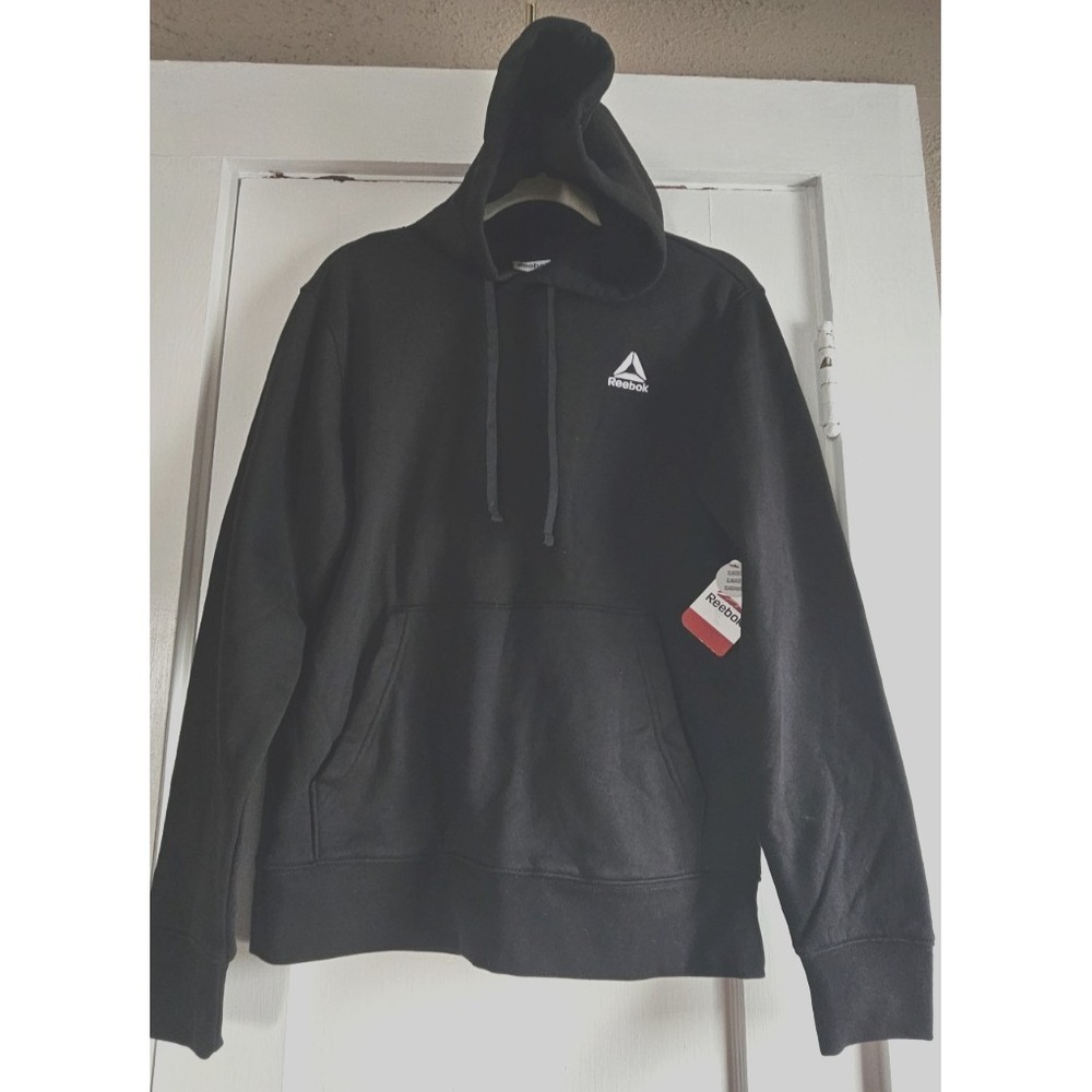 NWT Reebok men Small DELTA embroidered logo hoodie pullover‎ Black